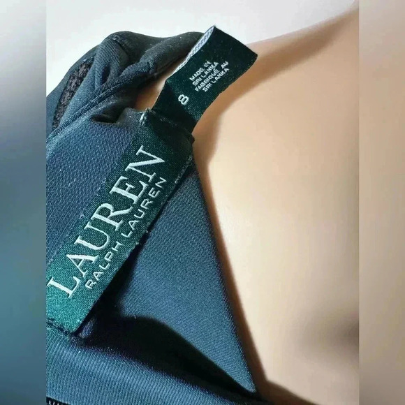 Lauren Ralph Lauren Ruched long sleeve Hunter green cocktail midi dress size 8 - Picture 12 of 12